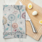Whimsical Dandelion - Rood, Geel, Wit & Blauwgroen Theedoek (Quarter Fold)