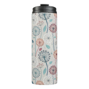Whimsical Dandelion - Rood, Geel, Wit & Blauwgroen Thermosbeker