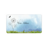 Whimsical Dandelion wenst adreslabel Etiket (Voorkant)