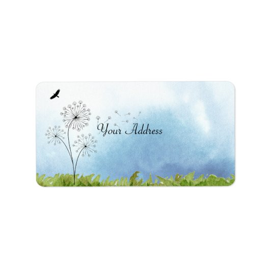 Whimsical Dandelion wenst adreslabel Etiket (Voorkant)