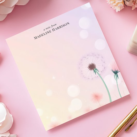 Whimsical Dandelion Wish Persoonlijke naam Notitieblok