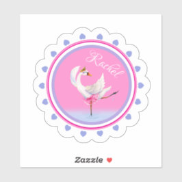 Whimsical dansballet zwengelt roze, gepersonalisee sticker