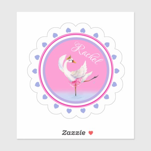 Whimsical dansballet zwengelt roze, gepersonalisee sticker (Vel)