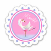 Whimsical dansballet zwengelt roze, gepersonalisee sticker (Voorkant)