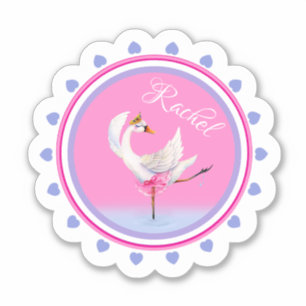 Whimsical dansballet zwengelt roze, gepersonalisee sticker