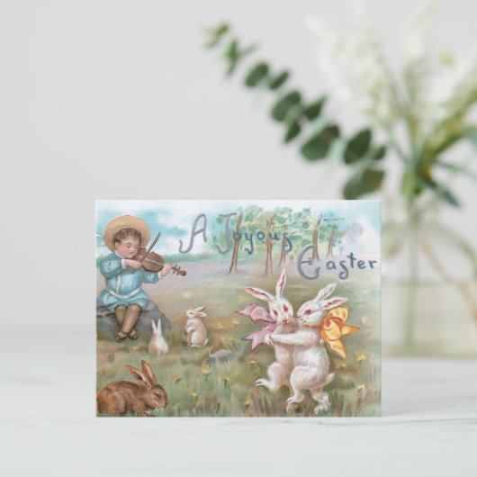 Whimsical  dansende paasbundels briefkaart (Staand voorkant)