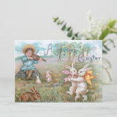 Whimsical  dansende paasbundels feestdagenkaart (Staand voorkant)