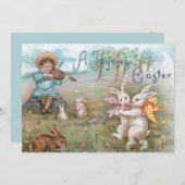 Whimsical  dansende paasbundels feestdagenkaart (Voorkant / Achterkant)