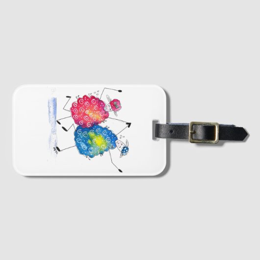 Whimsical Dansende Sheep Bagagelabel (Voorkant (horizontaal))