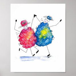 Whimsical Dansende Sheep Poster