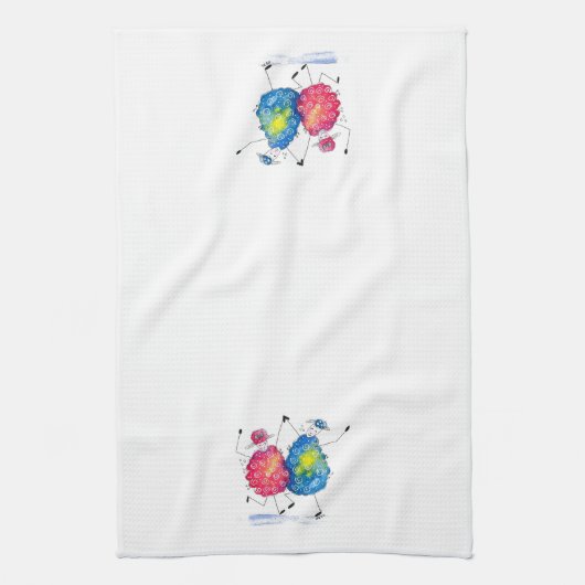 Whimsical Dansende Sheep Theedoek (Verticaal)