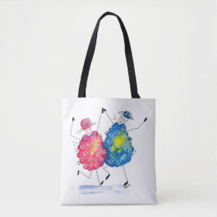 Whimsical Dansende Sheep Tote Bag