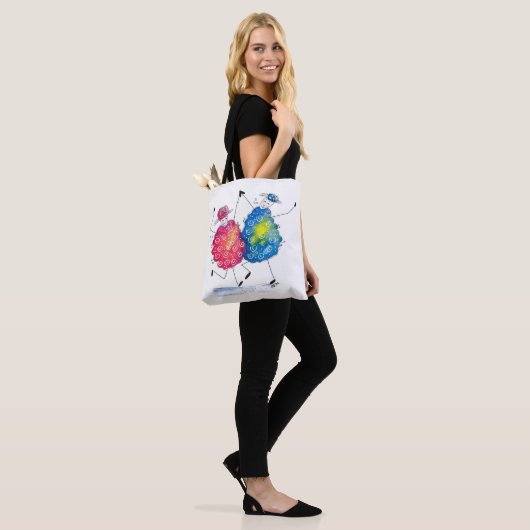 Whimsical Dansende Sheep Tote Bag (Op model)