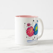 Whimsical Dansende Sheep Tweekleurige Koffiemok (Voorkant rechts)