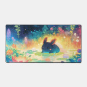 Whimsical Dark Axolotl Rainbow Forest Pond Bureaumat (Voorkant)