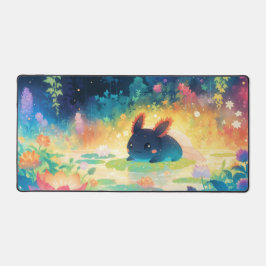 Whimsical Dark Axolotl Rainbow Forest Pond Bureaumat