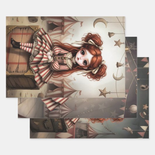 Whimsical Dark Circus Doll Inpakpapier Vel (Set)