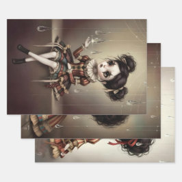 Whimsical Dark Circus Doll Inpakpapier Vel