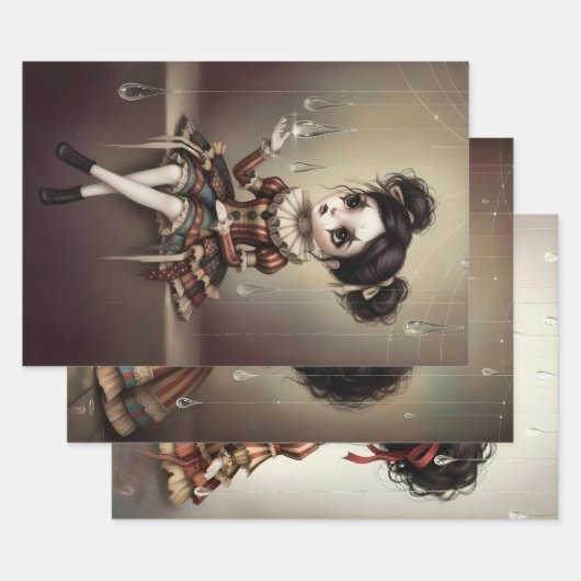 Whimsical Dark Circus Doll Inpakpapier Vel (Set)