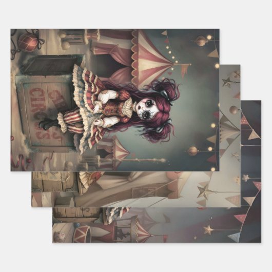 Whimsical Dark Circus Doll Inpakpapier Vel (Set)