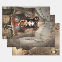 Whimsical Dark Circus Doll Inpakpapier Vel