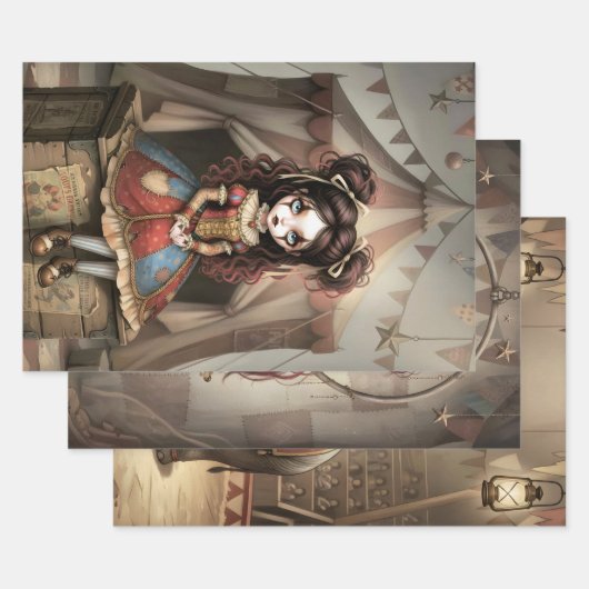 Whimsical Dark Circus Doll Inpakpapier Vel (Set)