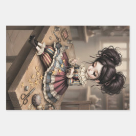 Whimsical Dark Circus Doll Inpakpapier Vel