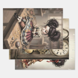 Whimsical Dark Circus Doll Inpakpapier Vel