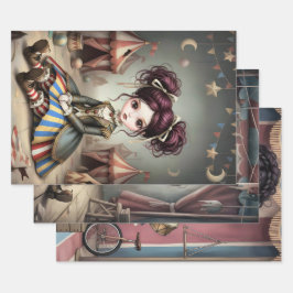 Whimsical Dark Circus Doll Inpakpapier Vel