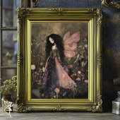 Whimsical Dark Fairy in Twilight Garden Decoupage Tissuepapier
