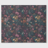 Whimsical Dark Moody Boho Floral Decoupage Cadeaupapier (Vlak)