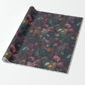 Whimsical Dark Moody Boho Floral Decoupage Cadeaupapier (Uitgerold)