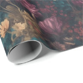Whimsical Dark Moody Boho Floral Decoupage Cadeaupapier (Rol Hoek)