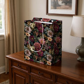 Whimsical Dark Moody Gemuteerd Roze en Groene Bloe Medium Cadeauzakje