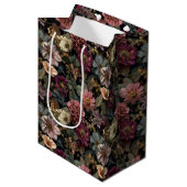 Whimsical Dark Moody Gemuteerd Roze en Groene Bloe Medium Cadeauzakje (Voorkant Gekanteld)