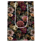 Whimsical Dark Moody Gemuteerd Roze en Groene Bloe Medium Cadeauzakje (Achterkant)