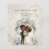 Whimsical Dark Skin Bruid Bruidegom Wedding Arch (Voorkant / Achterkant)