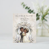 Whimsical Dark Skin Bruid Bruidegom Wedding Arch (Staand voorkant)