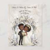 Whimsical Dark Skin Bruid Bruidegom Wedding Arch (Voorkant)