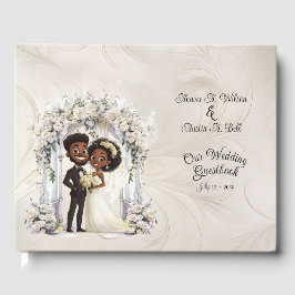 Whimsical Dark Skin Bruid Bruidegom Wedding Arch Gastenboek