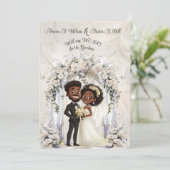 Whimsical Dark Skin Bruid Bruidegom Wedding Arch Kaart (Staand voorkant)