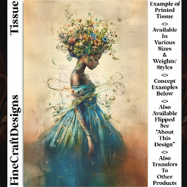 Whimsical Dark Skin Goddess, Blauwgroen CZ4R Decou Tissuepapier