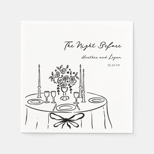 Whimsical De Nacht Voor De Rehearsal Dinner Tafel Servet (Voorkant)