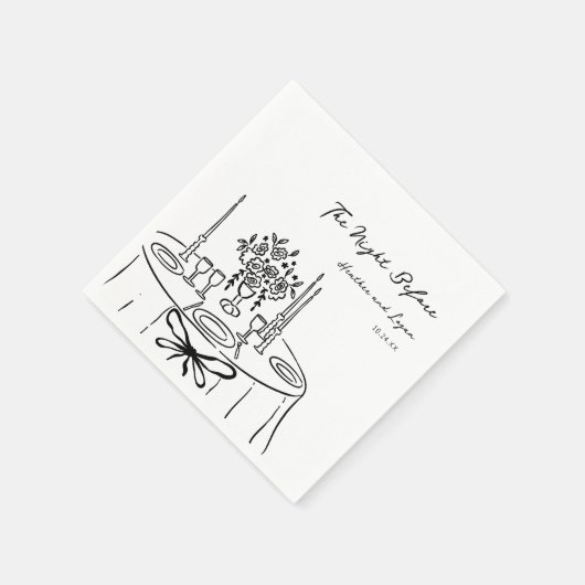 Whimsical De Nacht Voor De Rehearsal Dinner Tafel Servet (Hoek)