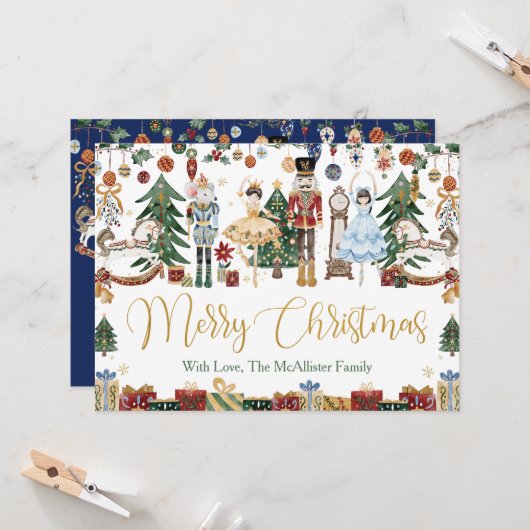 Whimsical De Notenkraker Kerst Ballet Groet Kaart (Voorkant / Achterkant in situ)