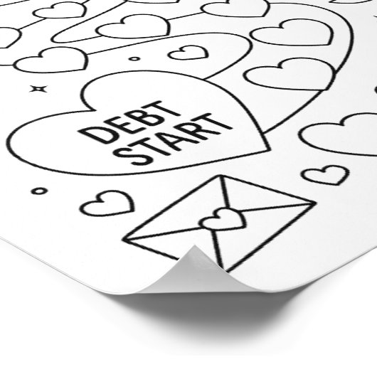 Whimsical Debt Payoff Valentijns's Heart Tracker Poster (Hoek)