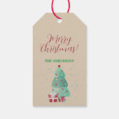 Whimsical Decorated Kerstbomen en Red Bows Cadeaulabel (Achterkant)