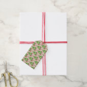 Whimsical Decorated Kerstbomen en Red Bows Cadeaulabel (Met Touw)