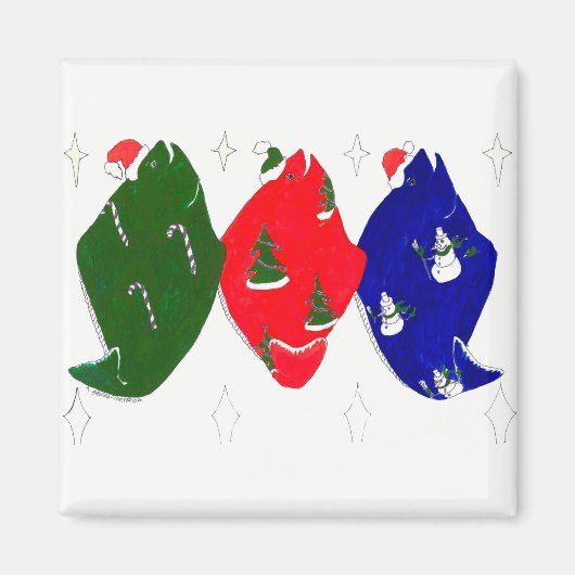 Whimsical Decorative Alaska Kerstheilbut Magneet (Voorkant)