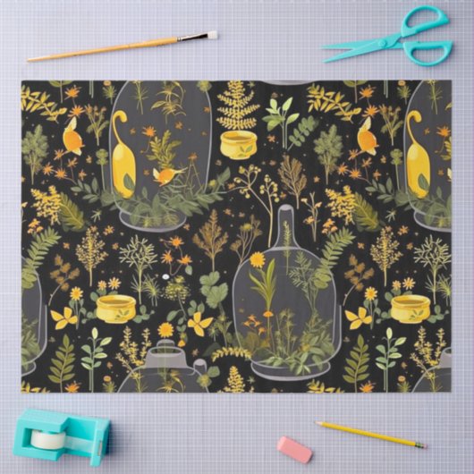 Whimsical Decoupage Tissue Papier Glas Terraria (Craft)